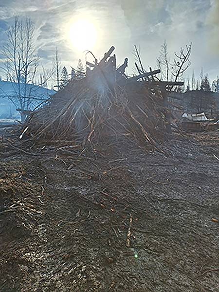 Wood Slash Pile after the burn.