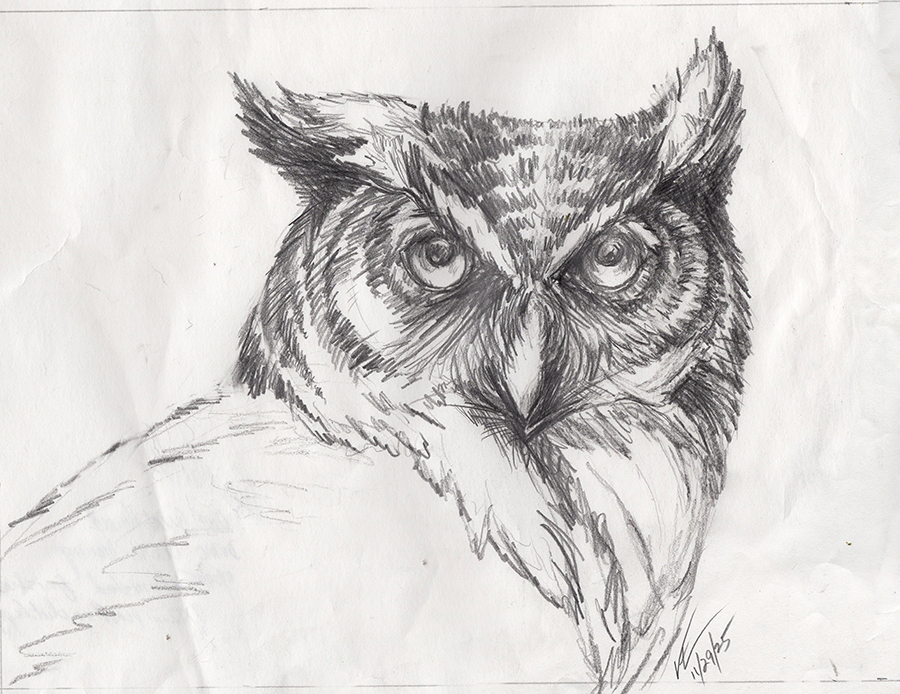OwlGreatHornedPencil
